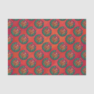 Papier Mousseline Basket-ball Holly Wreath Motif sur Red