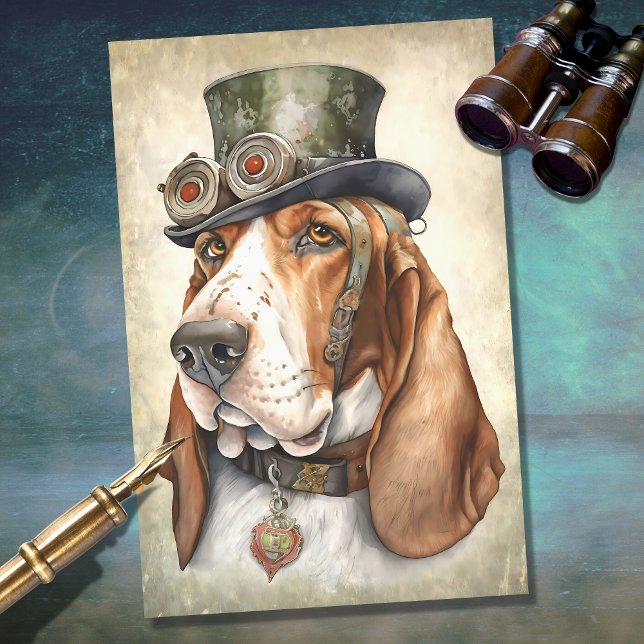 Papier Mousseline Basset Hound Steampunk 1 papier découpage (Créateur téléchargé)