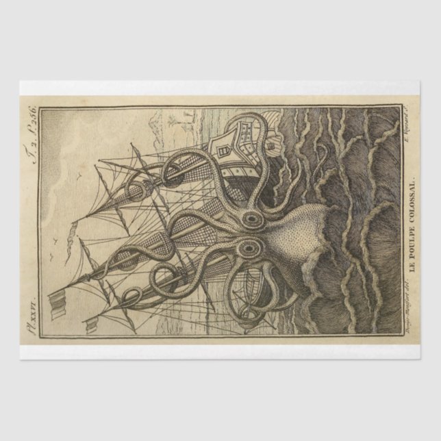 Papier Mousseline Bateau à pieuvre nautique Ephemera Decoupage Ship (Recto)