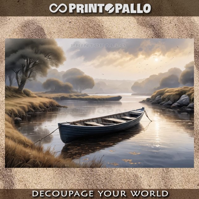 Papier Mousseline Bateau à vapeur abandonné dans la boue à l'aube (Créateur téléchargé)