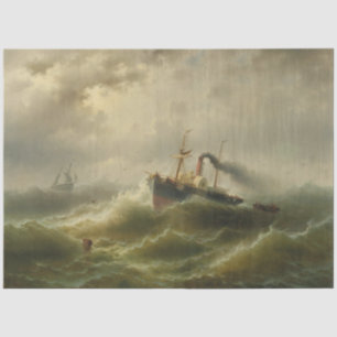 Papier Mousseline Bateau à vapeur dans une tempête sur la mer du Nor