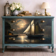 Bateau à voile au clair de lune en découpage