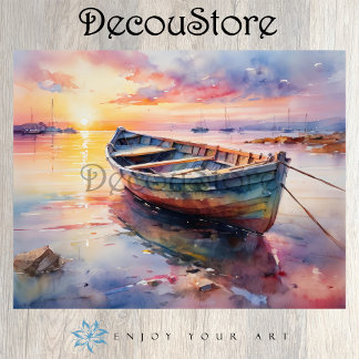 Papier Mousseline Bateau Coloré sur l'Eau Decoupage