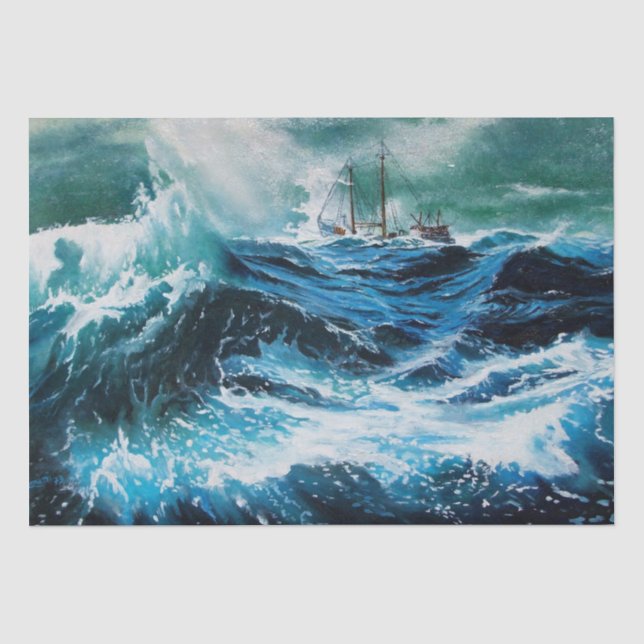 Papier Mousseline Bateau dans la mer dans la tempête (Recto)