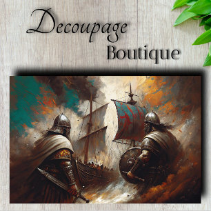 Papier Mousseline Bateau guerrier viking en découpage