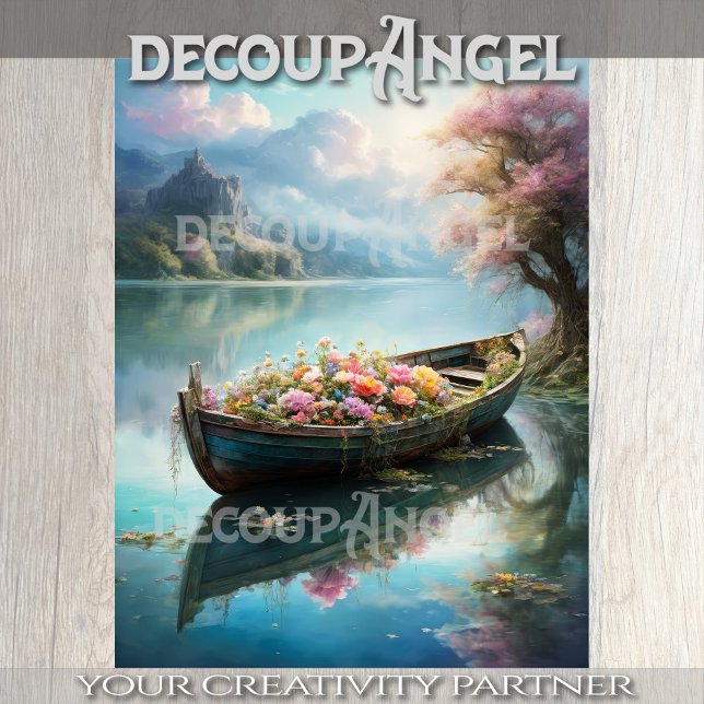 Papier Mousseline Bateau romantique - Découpage - (Créateur téléchargé)