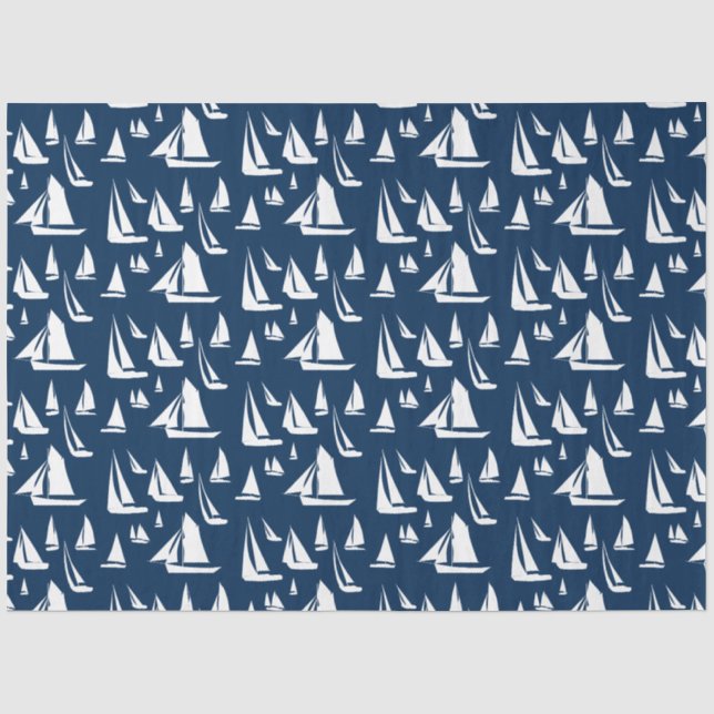Papier Mousseline Bateaux à voile Bleu marine  (Recto)