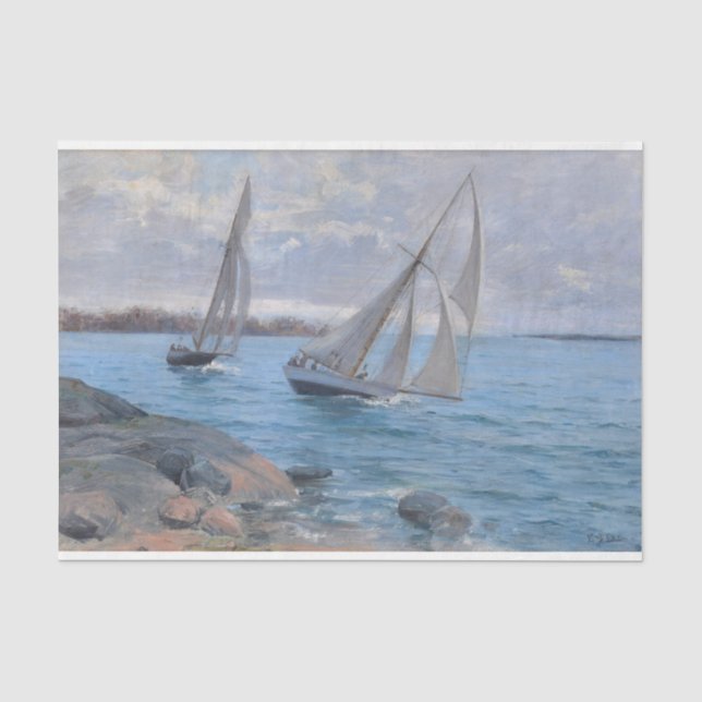 Papier Mousseline Bateaux à voile sur la rivière (Recto)