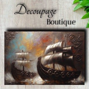 Papier Mousseline Bateaux vikings doubles en découpage