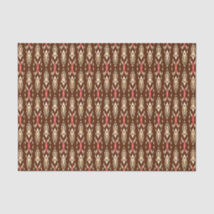 Papier Mousseline Batik tribal - Brown, Tan et Coral