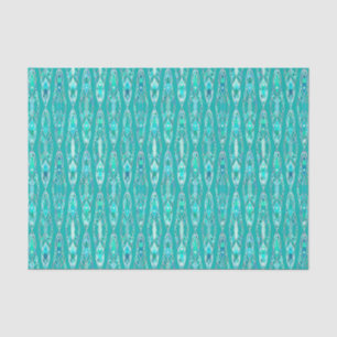 Papier Mousseline Batik tribal - turquoise et aigue-marine