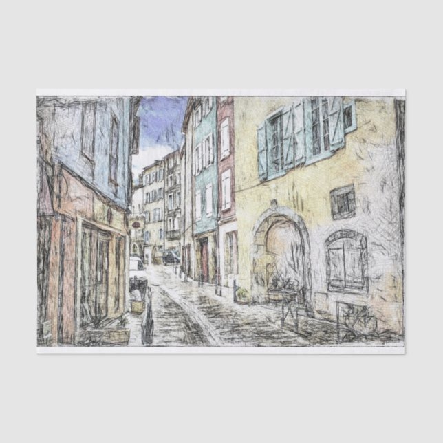 Papier Mousseline Bâtiments de la rue Côte d'Azur (Recto)