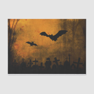 Papier Mousseline Battes éffrayantes de Halloween dans le cimetière