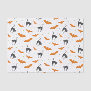 Papier Mousseline Battes et chats Halloween