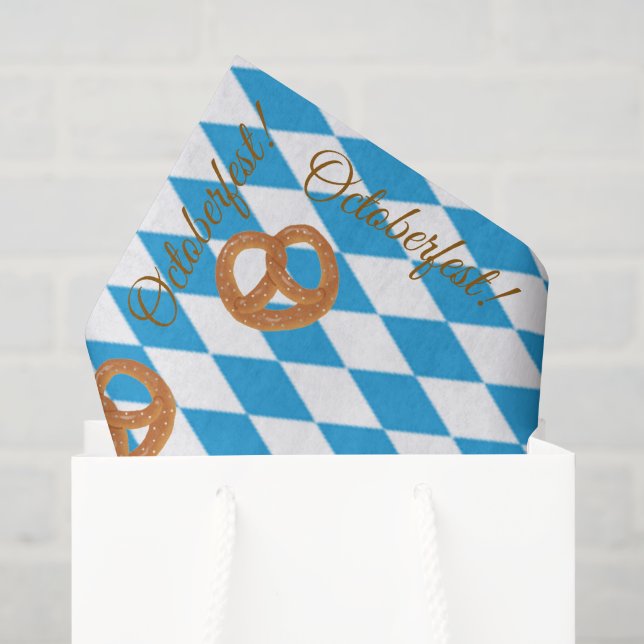 Papier Mousseline Bavarois bleu Octoberfest Pretzels (Sac cadeau)
