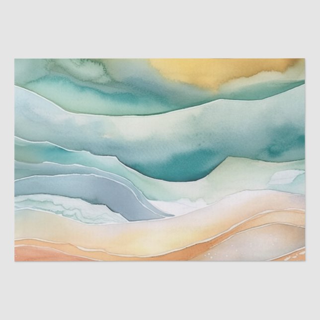 Papier Mousseline Beach Aqua Green Ocean Cream Sand Mariage (Recto)