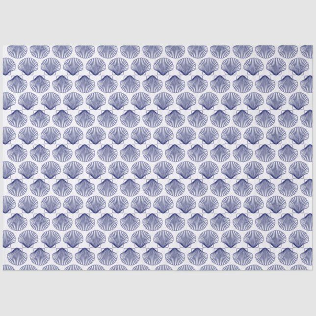 Papier Mousseline Beachy Blue Scallop Shells Seashells (Recto)