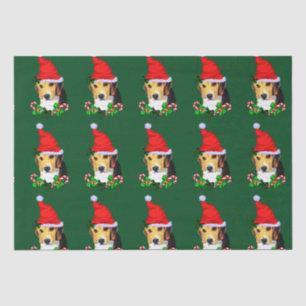 Papier Mousseline Beagle à Noël à Santa Hat