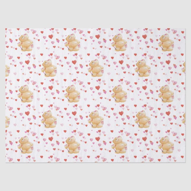 Papier Mousseline Bear Valentine's Day Tissue Paper (Recto)