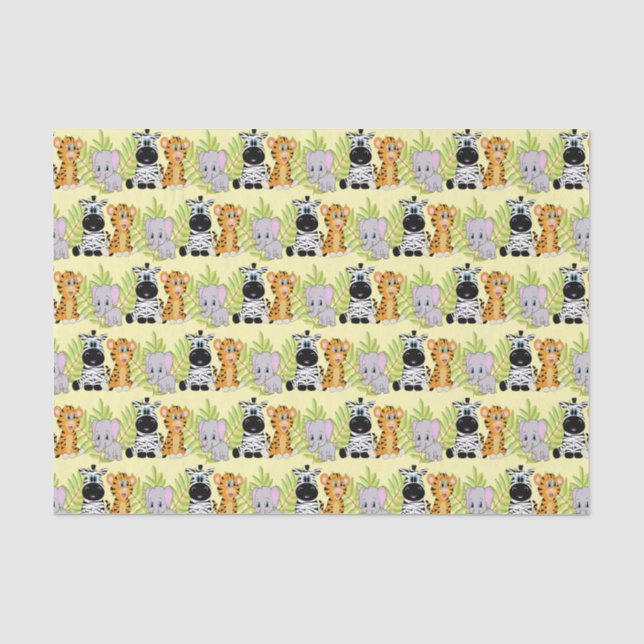 Papier Mousseline Beau Baby shower Anniversaire Safari Jungle Animau (Recto)