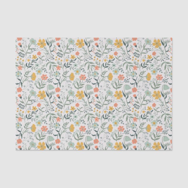 Papier Mousseline Beau motif botanique floral (Recto)