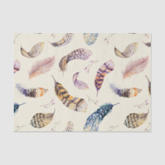 Papier Mousseline Beau motif de plumes d'aquarelle