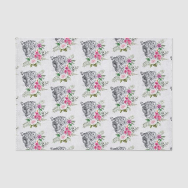 Papier Mousseline Beau Motif de portrait de tête de léopard (Recto)
