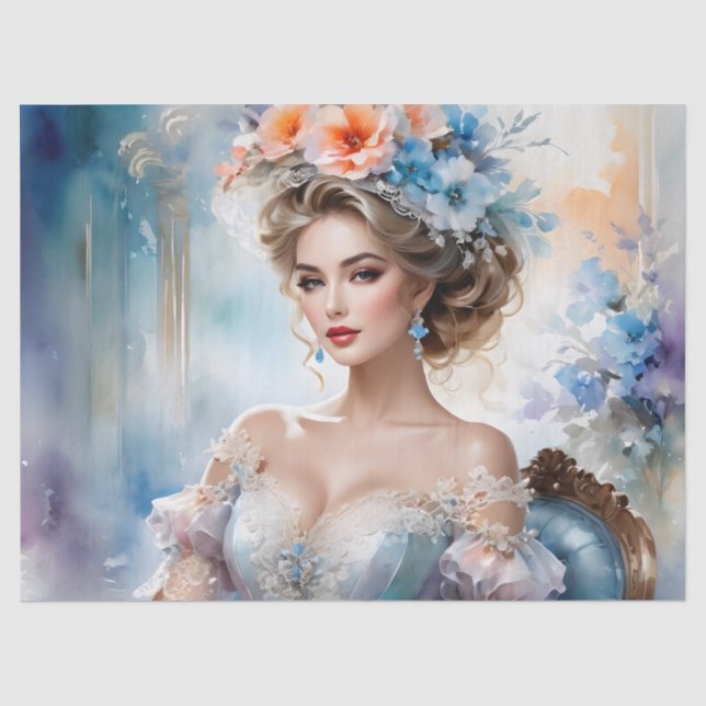 Papier Mousseline Beau Portrait Femme Découpage Meubles (Recto)