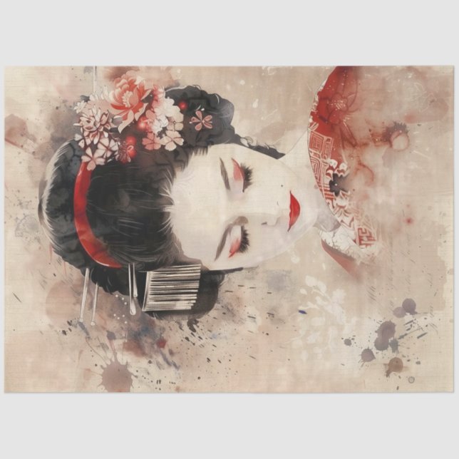 Papier Mousseline Beau Portrait Geisha (Recto)