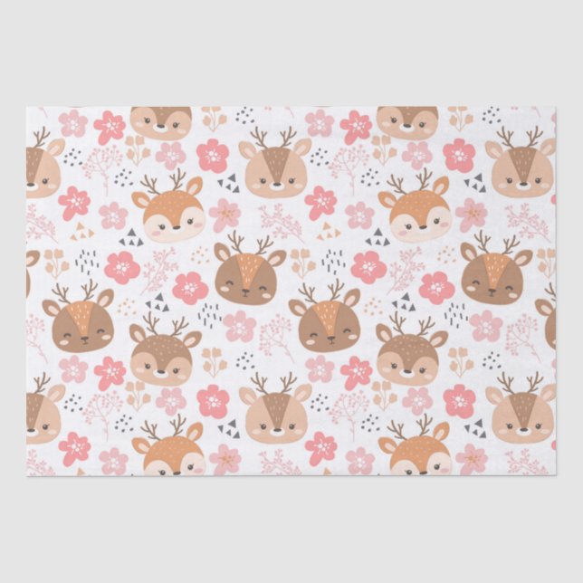 Papier Mousseline Beau renne floral (Recto)