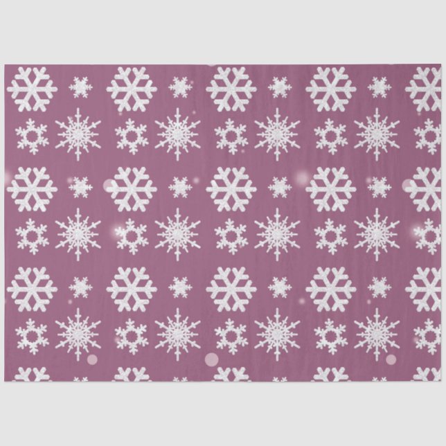 Papier Mousseline Beau Snowflakes blanc Violet Noël (Recto)