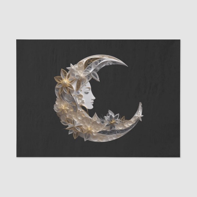 Papier Mousseline Beau visage dans la lune (Recto)