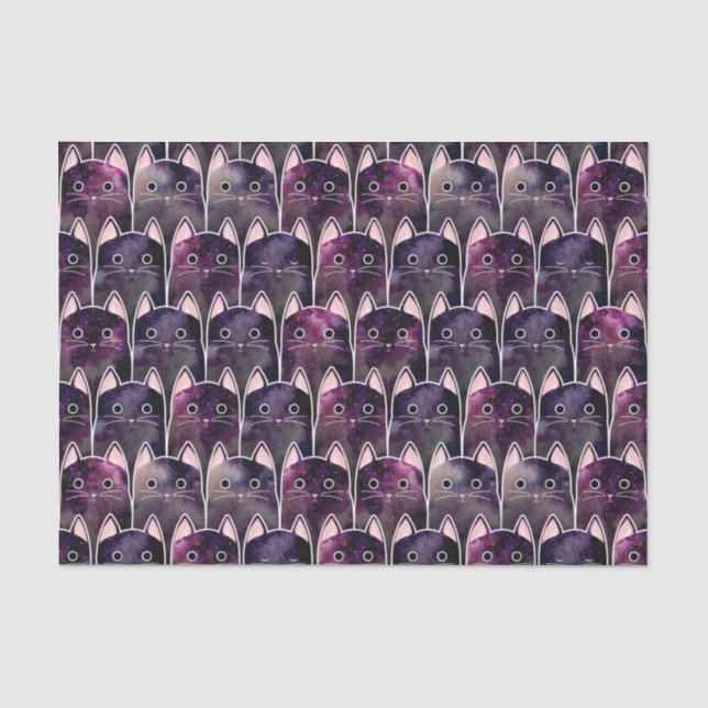 Papier Mousseline Beaucoup de Motif de chats galaxy (Recto)