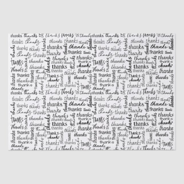 Papier Mousseline Beaucoup Merci Texte noir sur blanc (Recto)