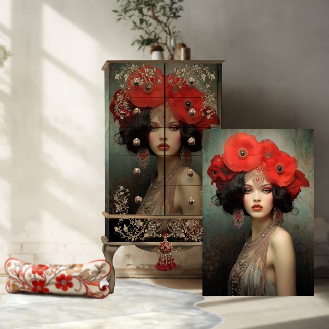Papier Mousseline Beauté des bonbons des années 1920, Poppies Portra (Créateur téléchargé)