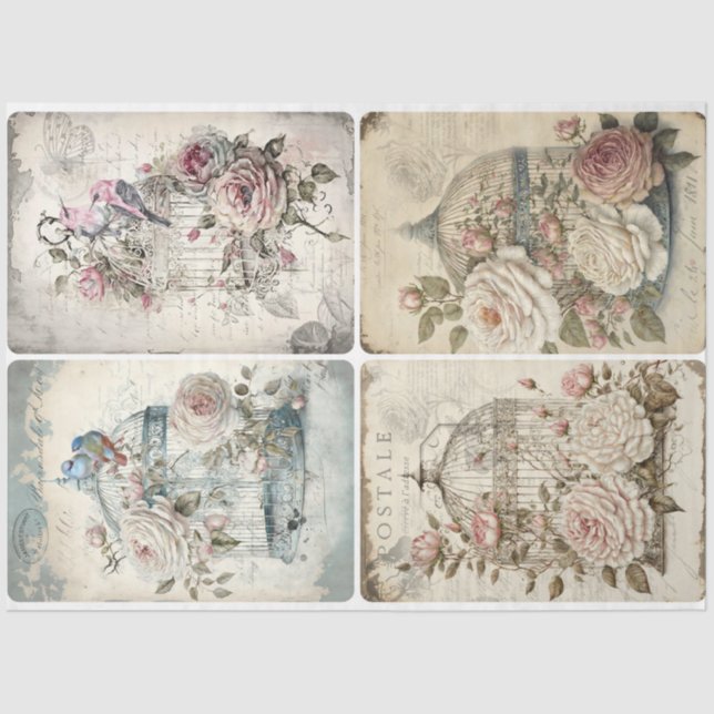 Papier Mousseline Beauté et cages d'oiseaux (Recto)