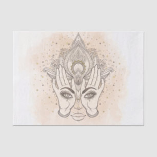 Papier Mousseline Beauté Fleur de Lotus Bohème Pêche & Or
