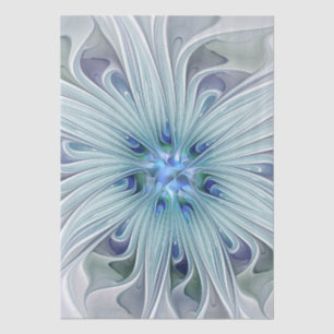 Papier Mousseline Beauté florale Abstrait Moderne Fleur Pastel Bleu