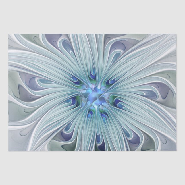 Papier Mousseline Beauté florale Abstraite moderne Blue Pastel Flowe (Recto)