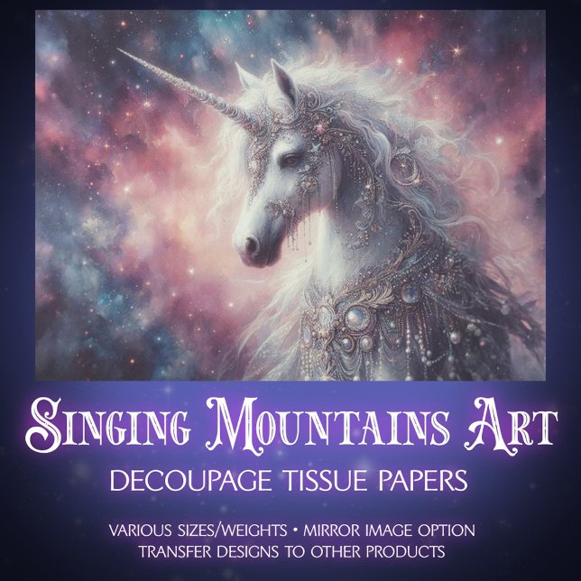 Papier Mousseline Beautiful Jeweled Unicorn DIY Crafting Decoupage  (Créateur téléchargé)