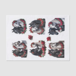 Papier Mousseline Beaux chevaux arabes avec des couronnes de rose ro