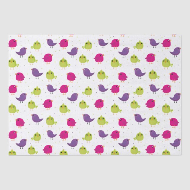 Papier Mousseline Beaux oiseaux colorés (Recto)