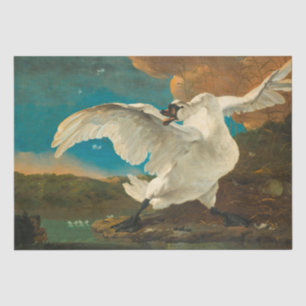 Papier Mousseline Beaux oiseaux, Peinture Vintage de cygne blanc