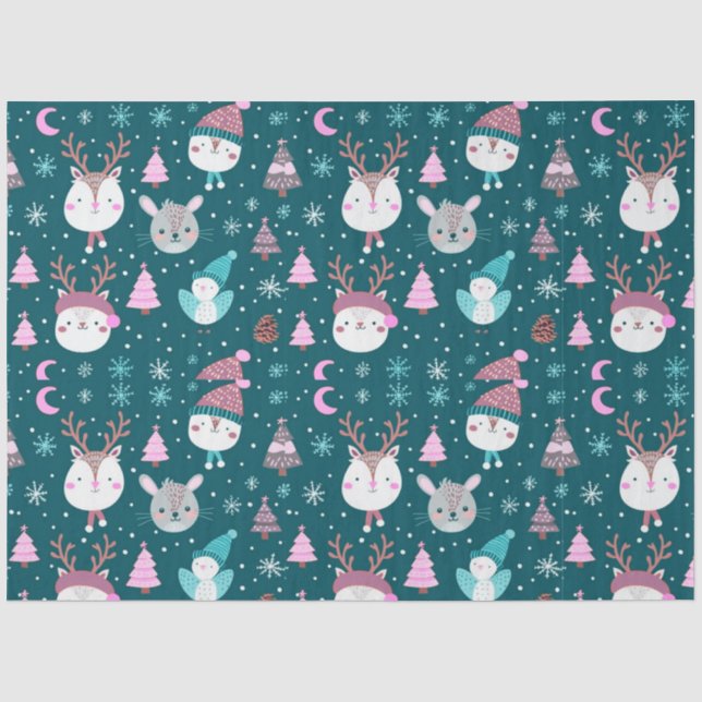 Papier Mousseline Bébé Animaux Snowflakes Crescent Lune Noël (Recto)