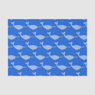 Papier Mousseline Bébé bleu mignon Garçon Baby shower Narwhal Motif