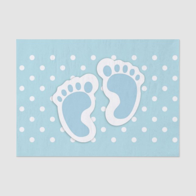 Papier Mousseline Bébé bleu mou Pieds de garçon (Recto)