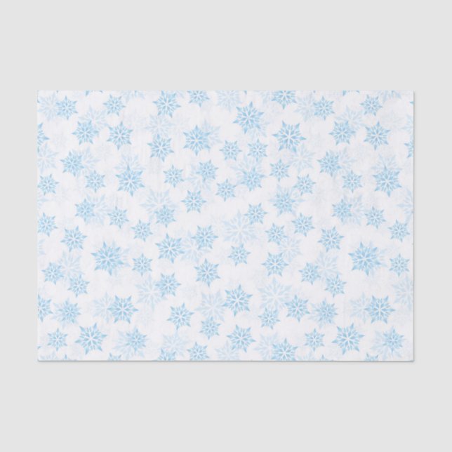 Papier Mousseline Bébé Blue Snowflakes Noël blanc (Recto)