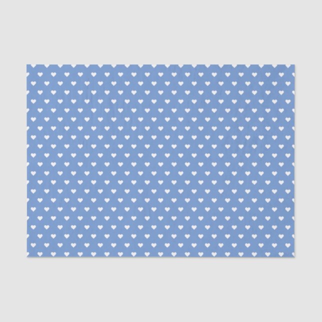 Papier Mousseline Bébé Coeurs bleu et blanc | Personnalisé (Recto)