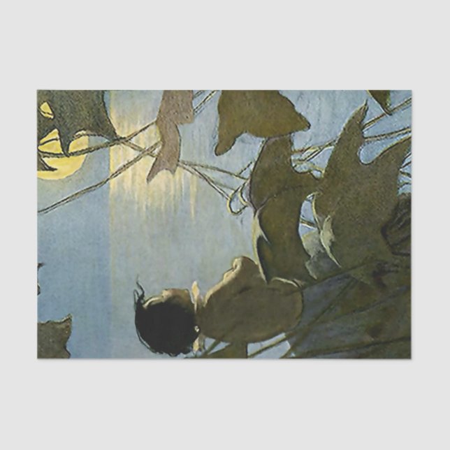 Papier Mousseline "Bébé et lune" de Jessie Willcox Smith (Recto)