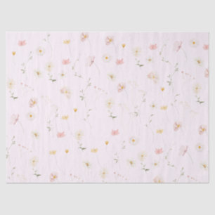 Papier Mousseline Bébé Floral Fleur sauvage rose pâle en fleur